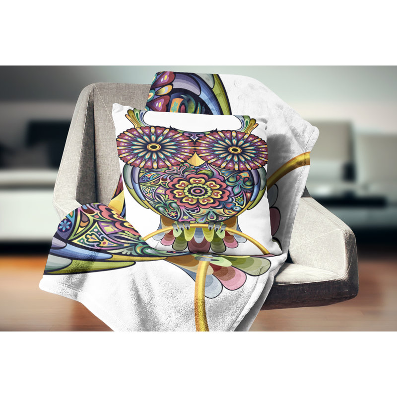 Drôle de hibou - coussin imprimé animal, 18 po x 18 po, Coussin décoratif