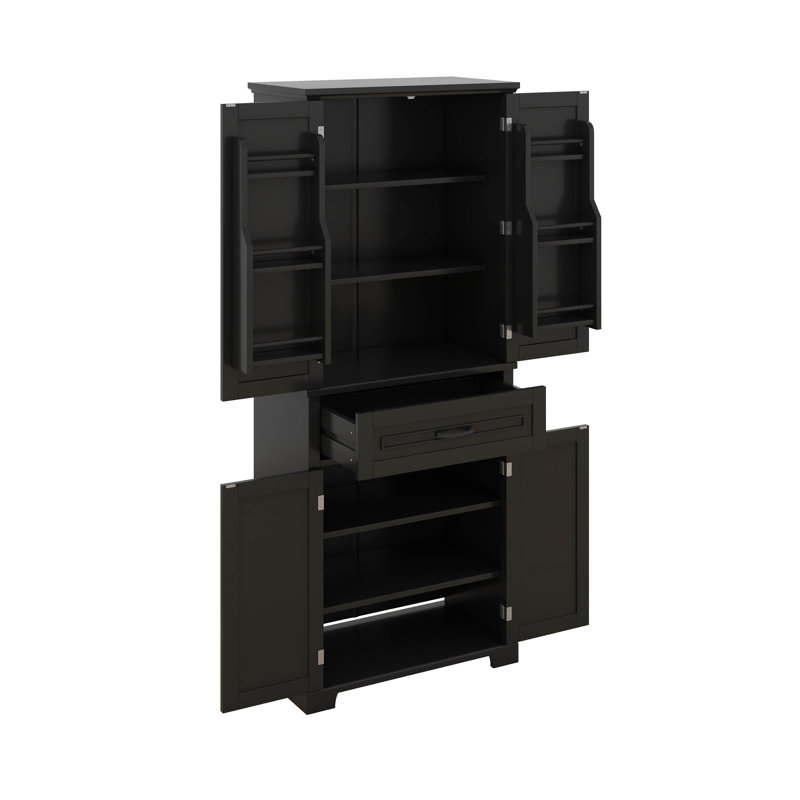 Élégante armoire de rangement pour salle de bain avec tiroir et tablette réglable, Noir