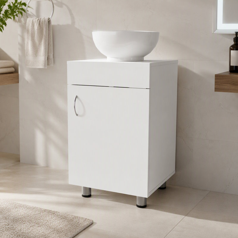 Meuble-lavabo blanc avec lavabo intégré, Blanc