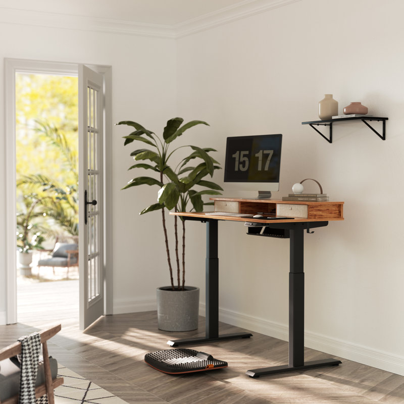 Bureau debout à hauteur ajustable Ianthia, Rustique clair / noir