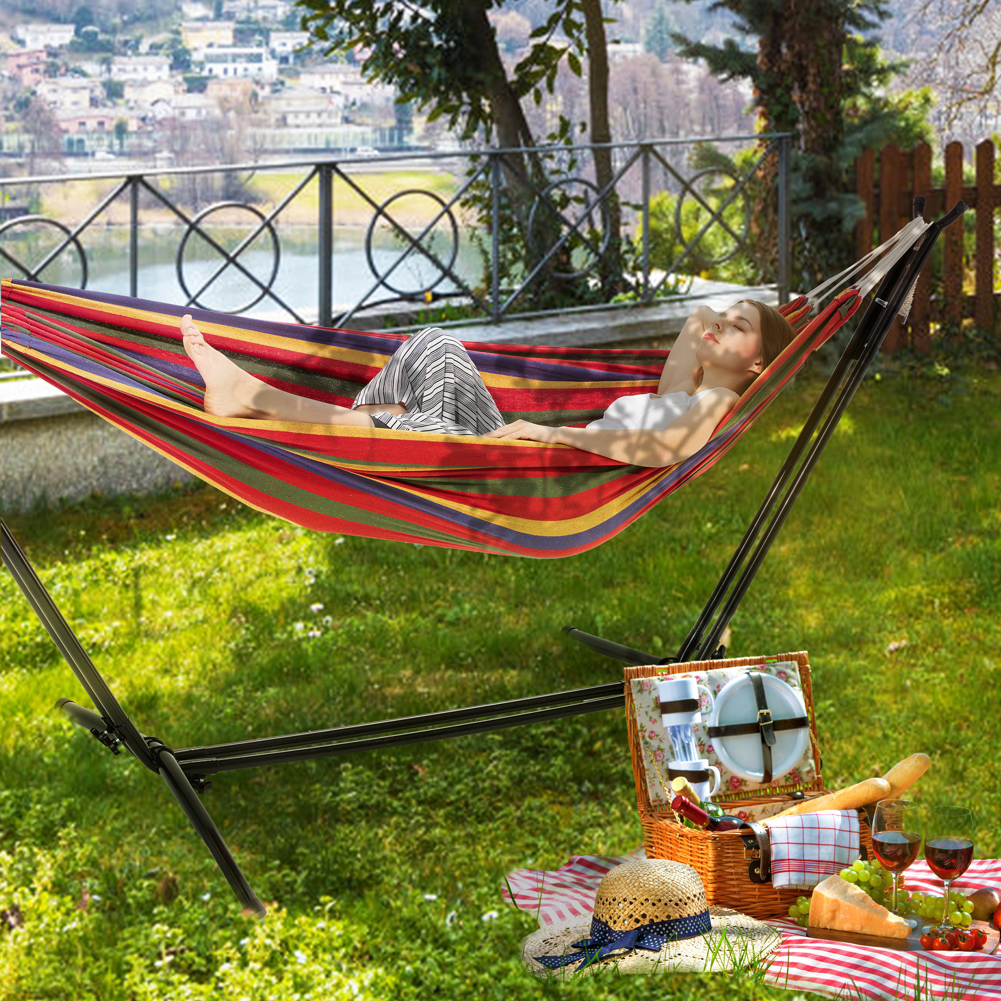 Arlmont & Co. Foroogh Camping Hammock with Stand | Wayfair