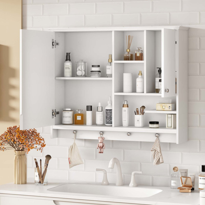 Armoire à pharmacie murale pour salle de bain, Blanc