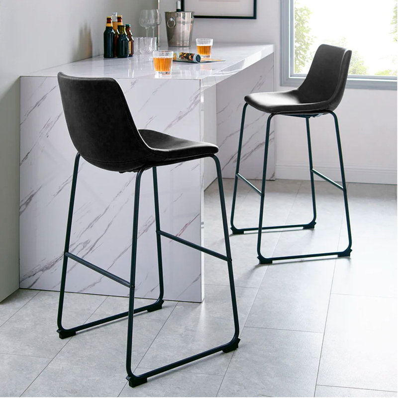 Tabouret de bar et de comptoir Julienn, Noir, Tabouret de comptoir (hauteur d'assise de 25,5 po)