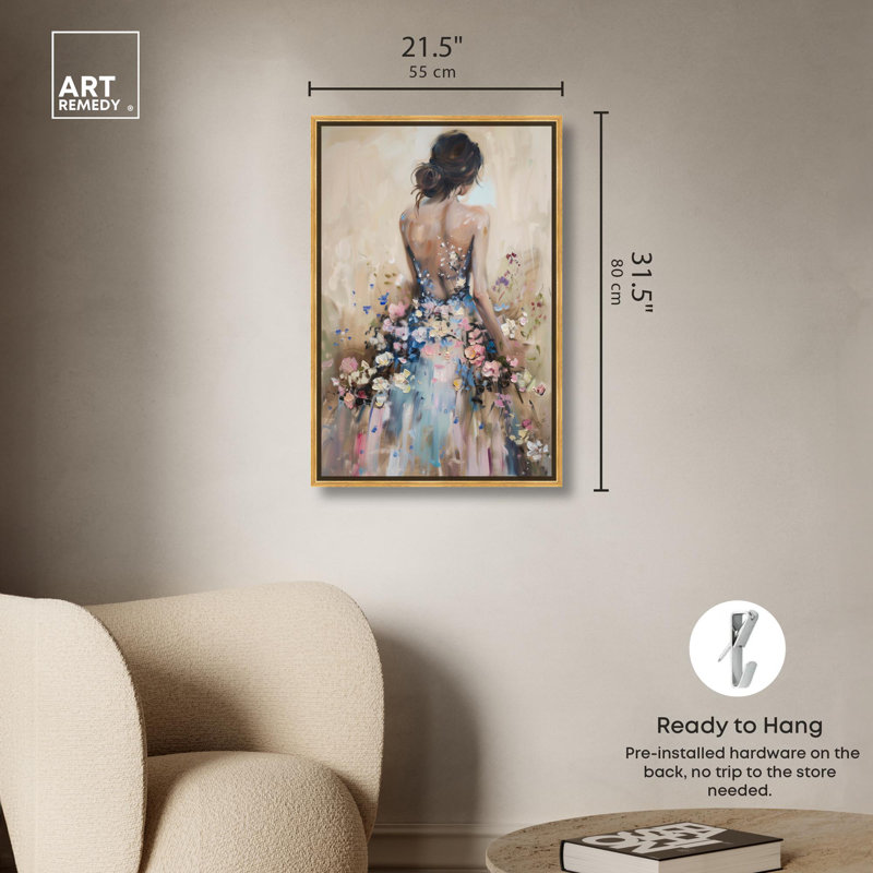 «Dress in Spring Bloom» par Art Remedy, Cadre doré, H 31 po x l 21 po
