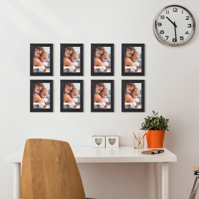 Black Wood Picture Frame - Set of 8