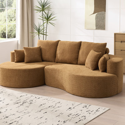 Nomad Ensemble de 2 fauteuils modulaires courbés en nuage, 4 sièges, mousse haute élasticité confortable, 7 coussins, rembourré de mousse sans assemblage, requis
