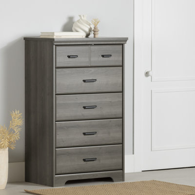  5-Drawer Chest Dresser Gray Maple Versa