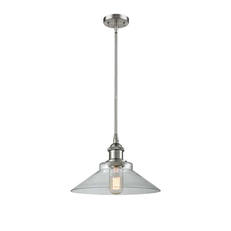 Luminaire suspendu conique à 1 lumière Reede, Nickel satiné brossé