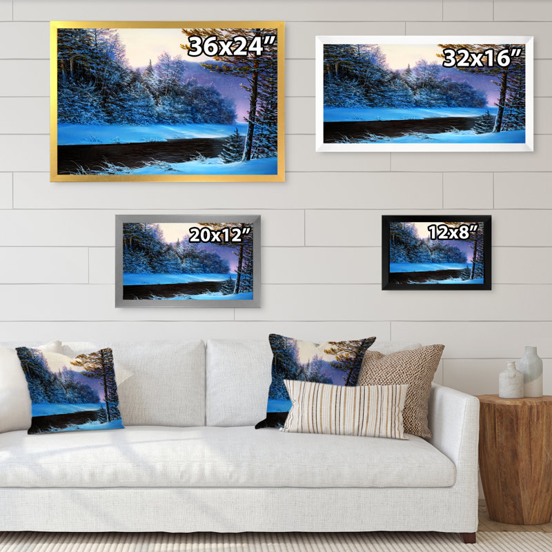 «Sunshine Through Snowy Winter Landscape Iv II», reproduction d'art sur toile traditionnelle, H 16 po x l 32 po x P 1 po