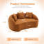 Canapé 2 places moderne incurvé sans dossier, dossier amélioré, canapé compressif orange en chenille avec 3 coussins, canapés modulaires minimalistes pour salon, bureau, appartement, chambre d'amis