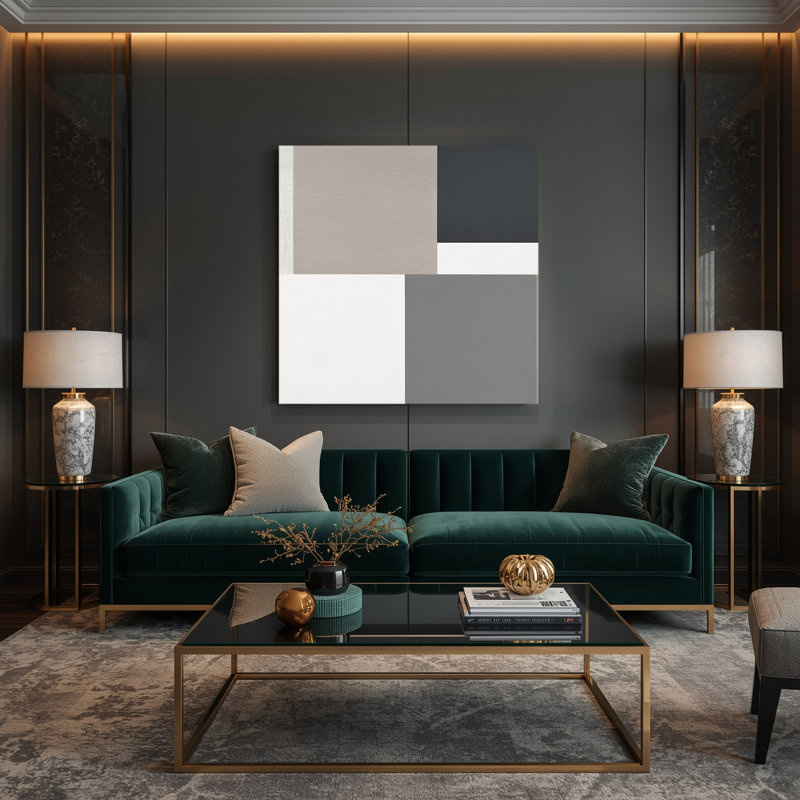 Minimalisme 5, art mural sur toile grise, H 12 po x l 12 po