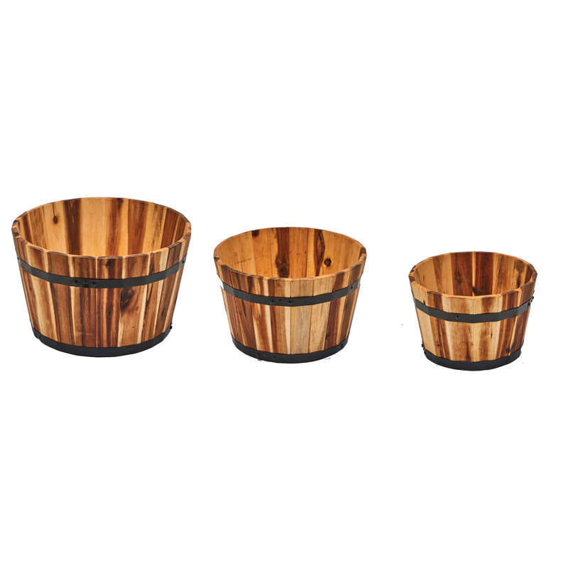 Mattson Wood Barrel Planter