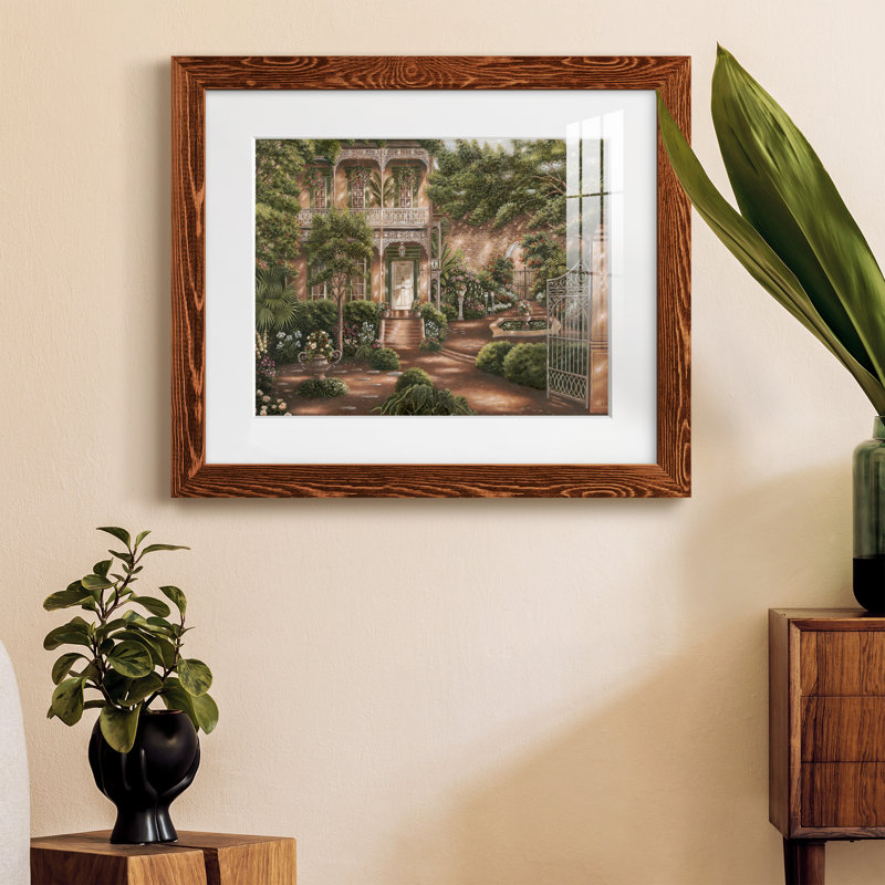 Jane's Courtyard II - peinture encadrée, Érable, H 24 po x l 18 po x P 1,5 po