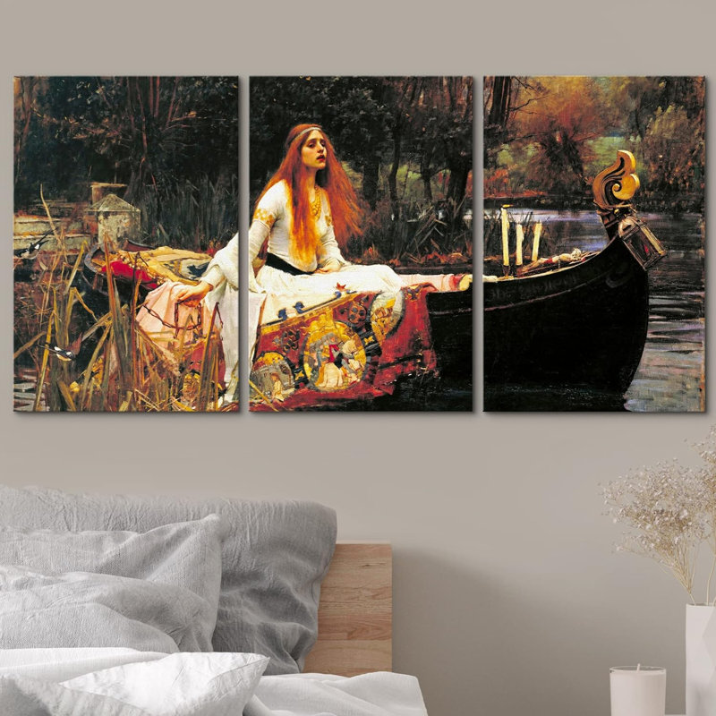 La Dame de Shalott, 3 pièces, Toile tendue, H 24 po x l 16 po x P 1,5 po