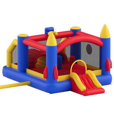 Jeu gonflable gonflable, trampoline de jeu extérieur de haute qualité, sauteur sauteur avec ventilateur, glissade et sac de rangement, château gonflable pour enfants de 3 à 8 ans, 160 x 94 x 96 pouces