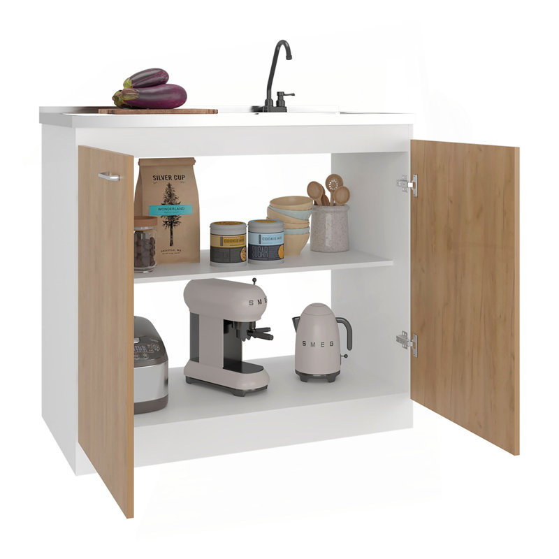 Armoire de cuisine avec 2 portes et 3 tablettes