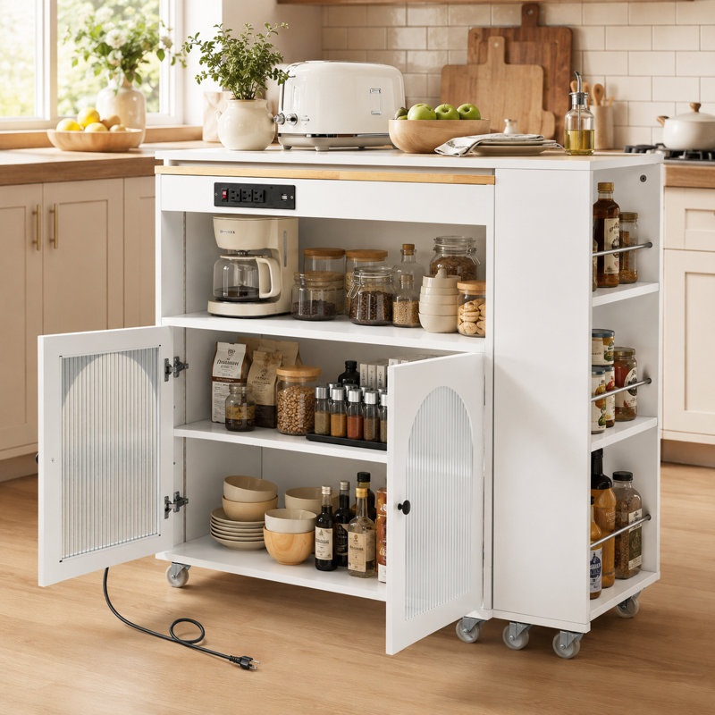 Îlot de cuisine en bois, Blanc