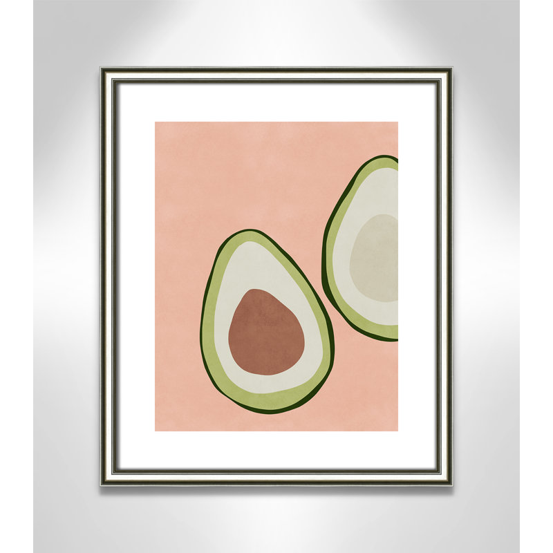 Avocat tranché - reproduction d'art, Papier, Papier avec cadre argenté, H 19 po x l 16 po x P 0,875 po