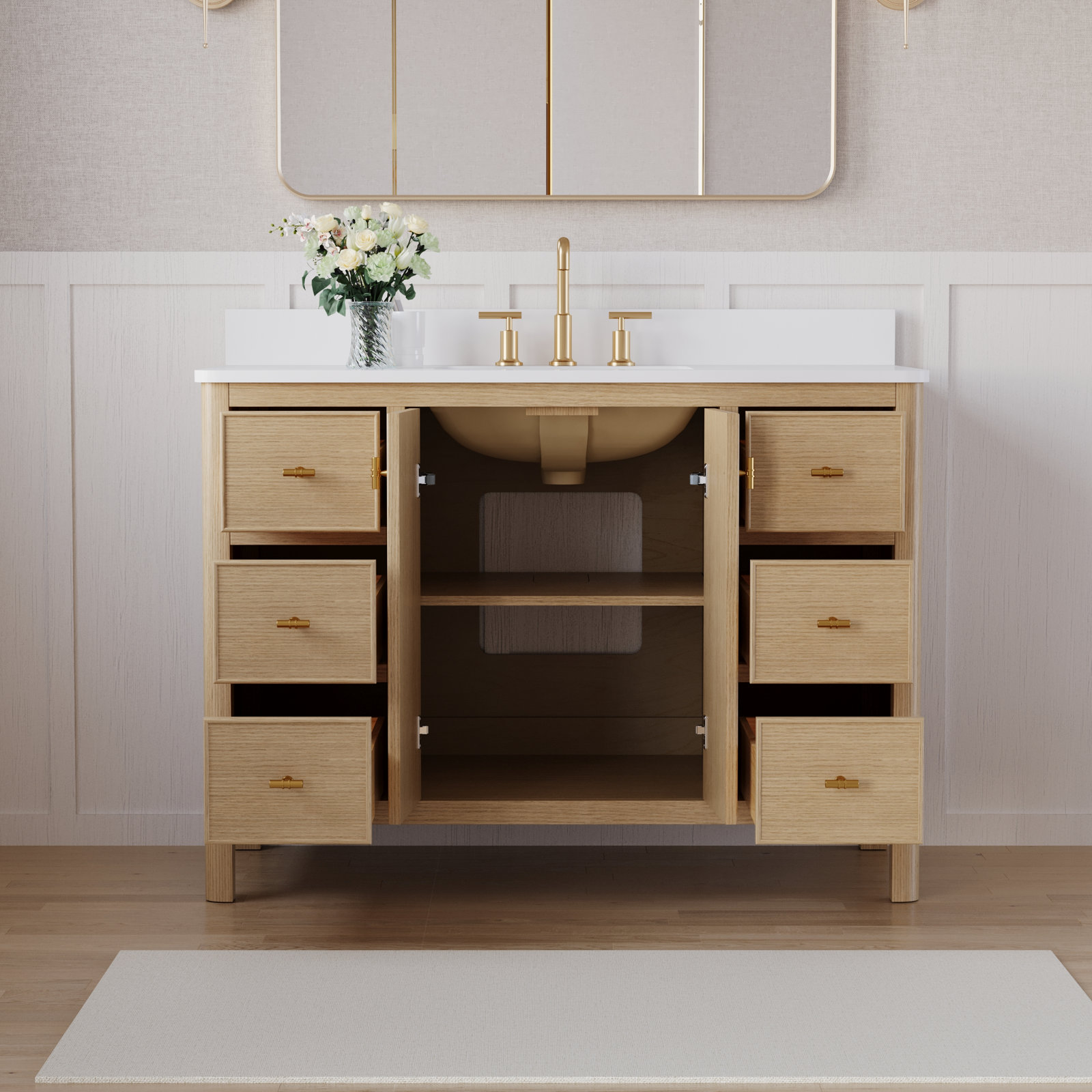 Kingsley 48" Oak Single Bathroom Vanity