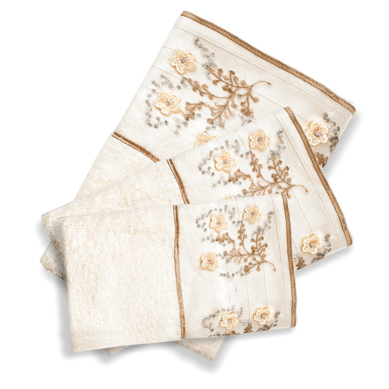 Ensemble de serviettes 100% coton 3 pièces Costanzo, Beige