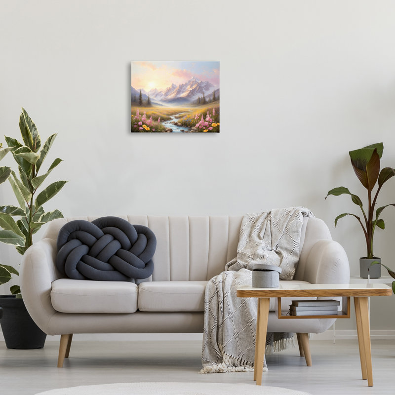 «Gentle Dawn Landscape», art mural sur toile par Denise Dundon, H 16 po x l 20 po