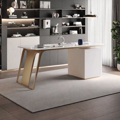 Bureau unique en pierre frittée