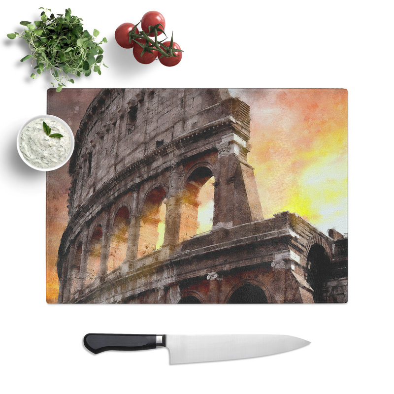 Tempered Glass Colosseum Rome Italy Chopping Board, 28.5 cm x 39 cm
