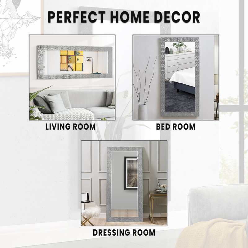Grand miroir de plancher Laux Mosaic, Argent