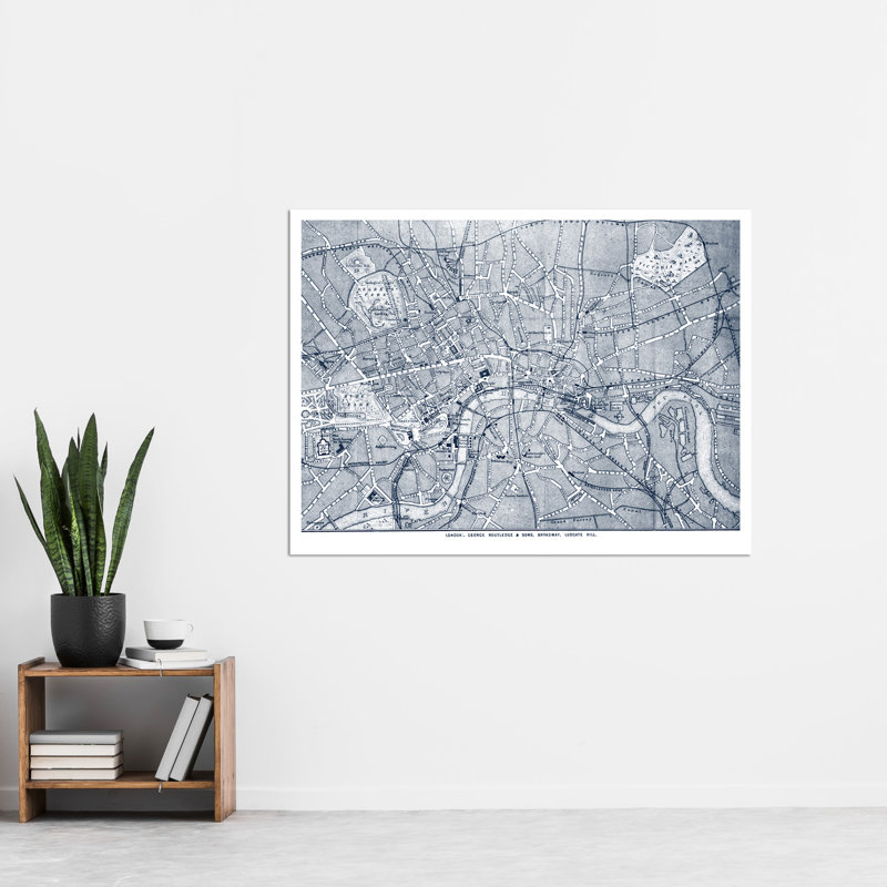 London City England Navy Map - No Frame Art Prints