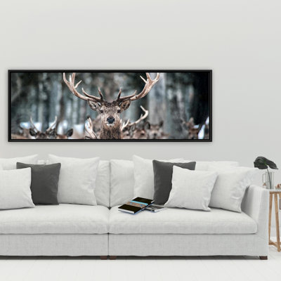 Stags - Deer Holidays Framed Canvas for Home Decor