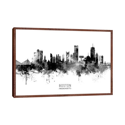 Boston Massachusetts Skyline Name Black And White by Michael Tompsett - Print on Canvas
