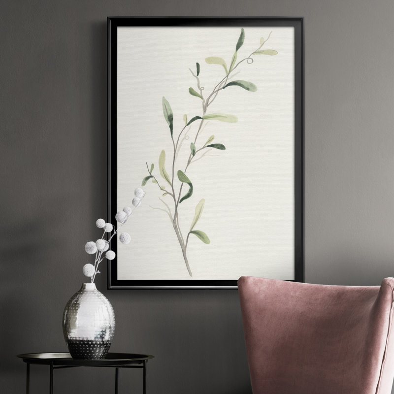 Toile de qualité supérieure avec broche Spindle Sprig IV - prête à être suspendue, Cadre noir, H 36,5 po x l 26,5 po x P 1 po