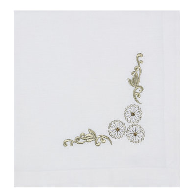 3 Flower Crystal Center Embroidered Napkin