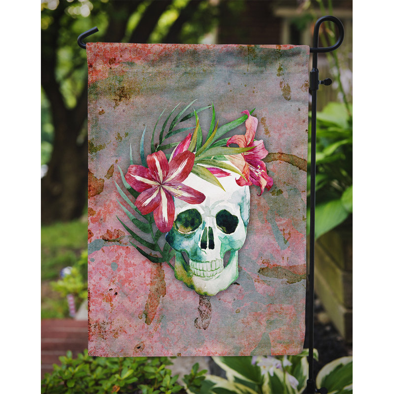Drapeau de jardin fleurs en polyester 15 x 11 po Jour des Morts