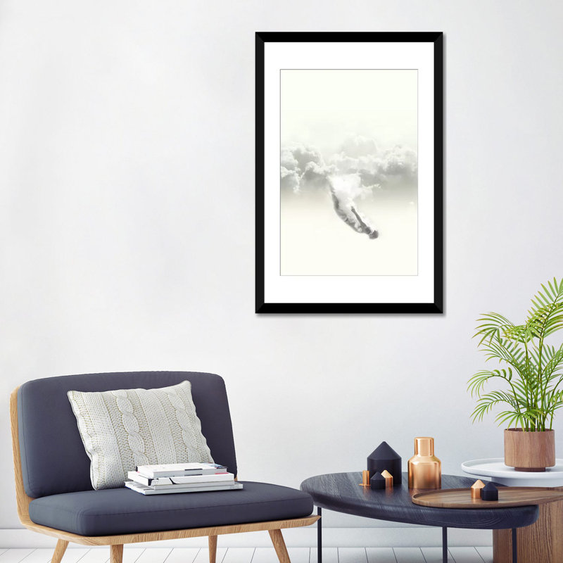 «Sky Diver», impression sur toile, Papier avec cadre noir, Blanc, H 32 po x l 24 po x P 1 po