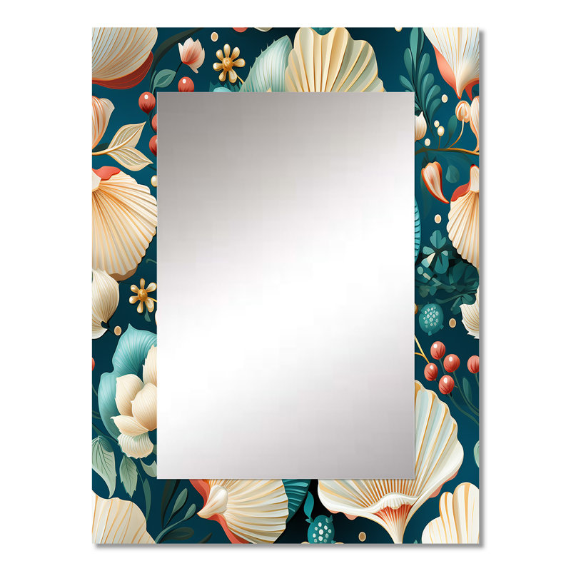 Hedva Coastal Seashells Coastal Pattern - miroir mural décoratif bord de mer, 32 po x 24 po