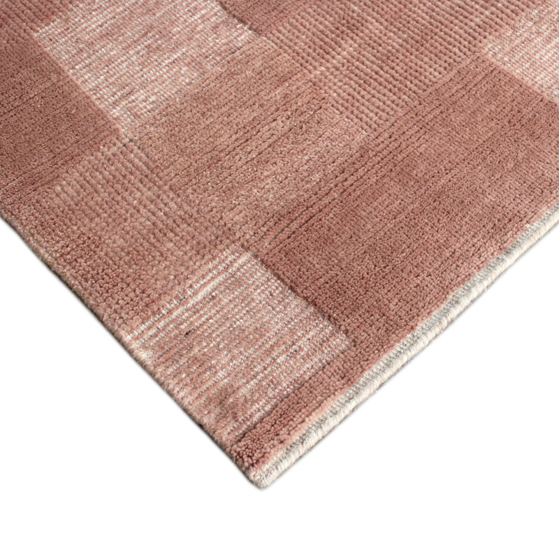 Pink Contemporary Wool Rug, Rectangle 9' x 12'
