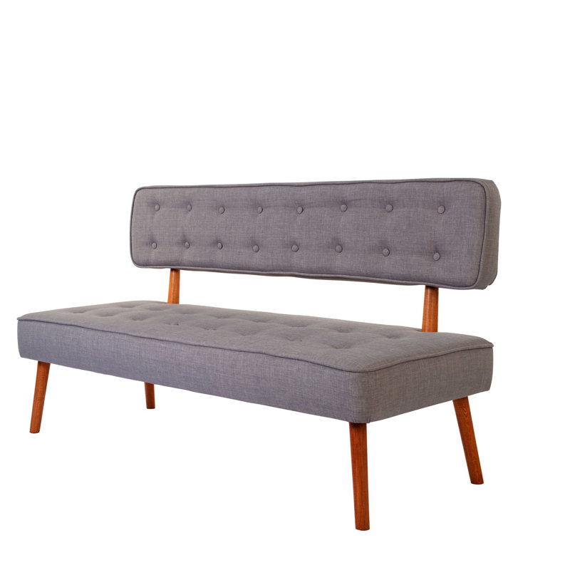 Polyester Upholstered Bench, Gray