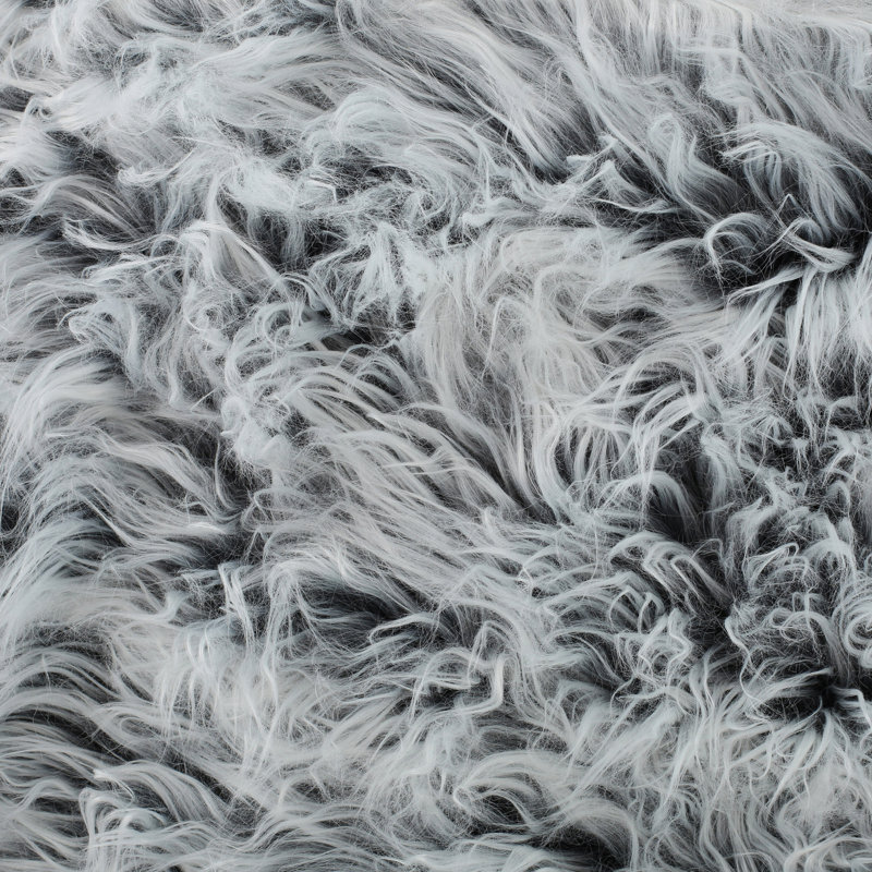 Similifourrure, Gris / fausse fourrure argentée, H 42 po x l 54 po x P 54 po