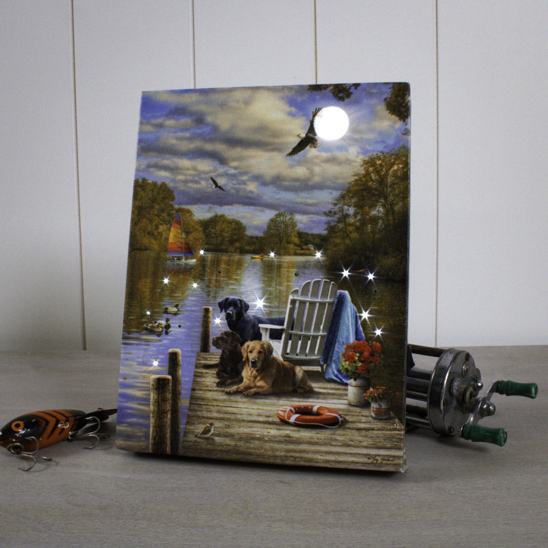 Summer on the Dock 8x6 Mini Lighted Easel Back Canvas