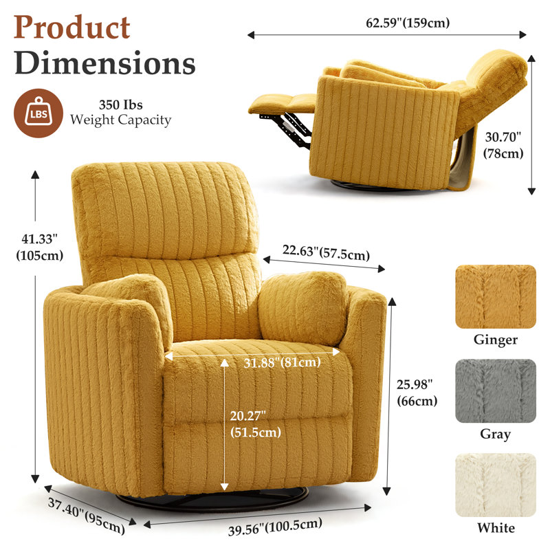 	Fauteuil demi-tonneau pivotant 40 po, Lueur dorée
