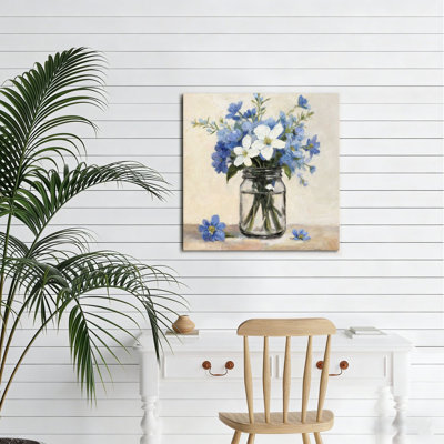 "Cottage" Mason bleu Cottage, sans cadre, art mural, 16 x 16 po