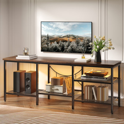 Meuble télé 63 po pour téléviseur multimédia jusqu'à 75 po avec tablette réglable et rangement ouvert