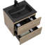 Meuble-lavabo mural simple avec comptoir en quartz noir et meuble-lavabo au fini bois naturel Passonno-726589601
