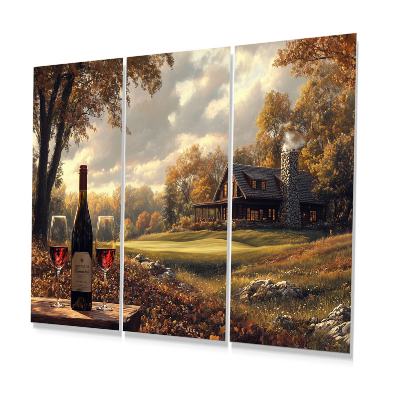 Parcours de golf vert et brun avec ensemble de chalet confortable, Métal, H 28 po x l 36 po x P 1 po