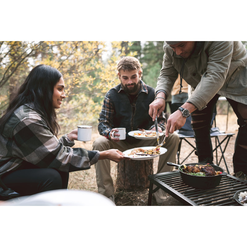 Latitude Run® Enamel Camping Tableware Set-24 Pieces-White with Blue Specs