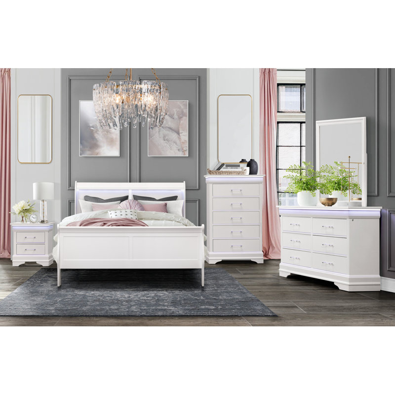 NIGHTSTAND WITH LED, White