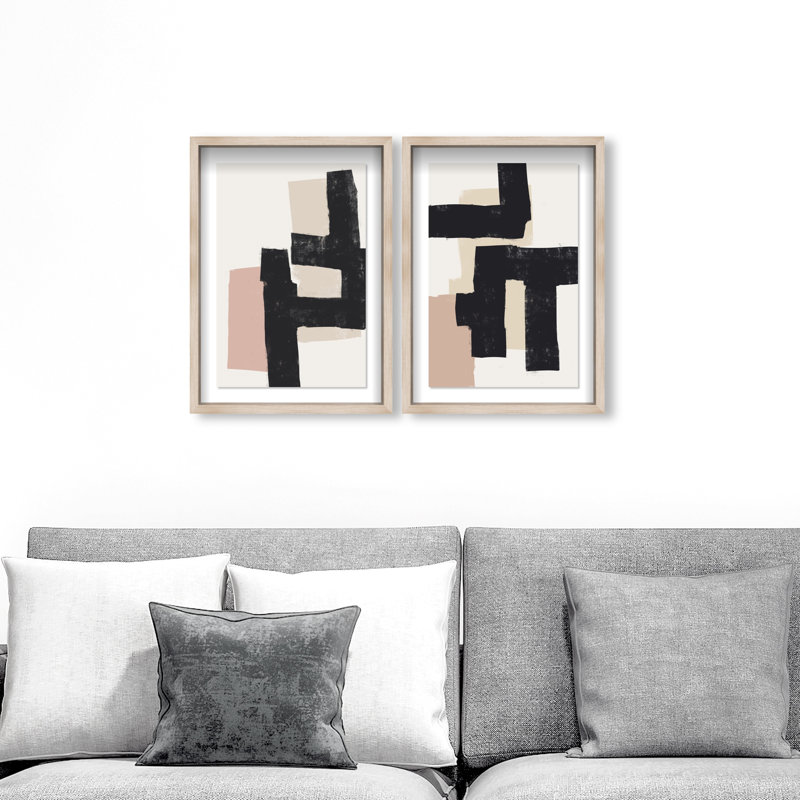Nowhere Set Set by Oliver Gal, 17"H x 25"W, Natural Oak Shadowbox
