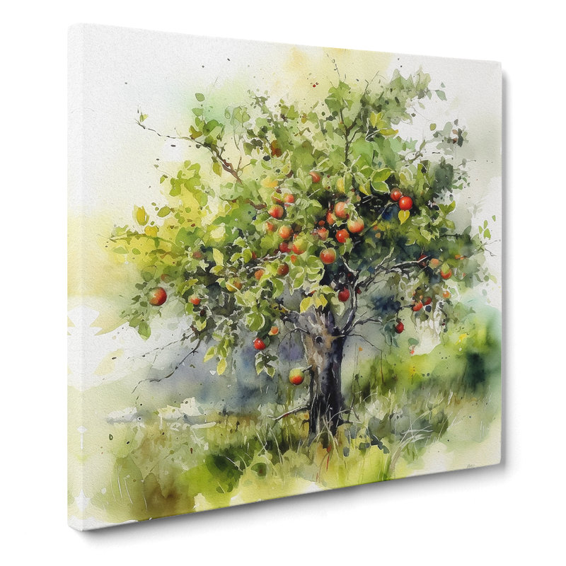 Apple Tree Watercolour - No Frame Print, 50cm H x 50cm W x 3cm D