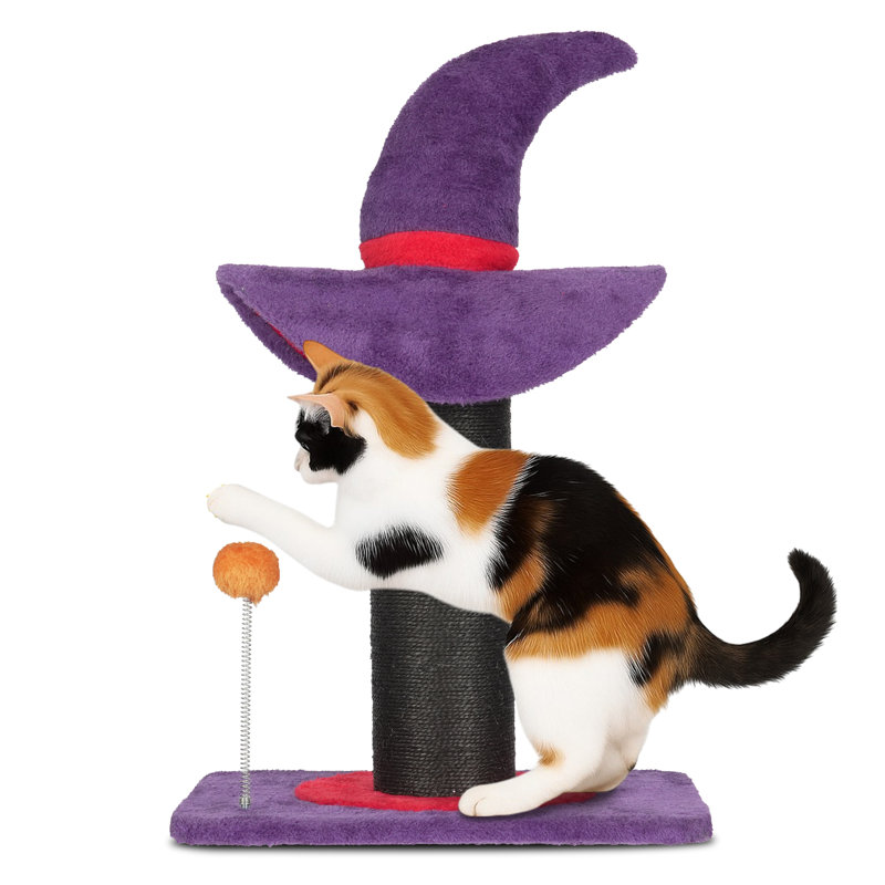 23.6'' Witch Hat Cat Scratching Post Halloween Decoration